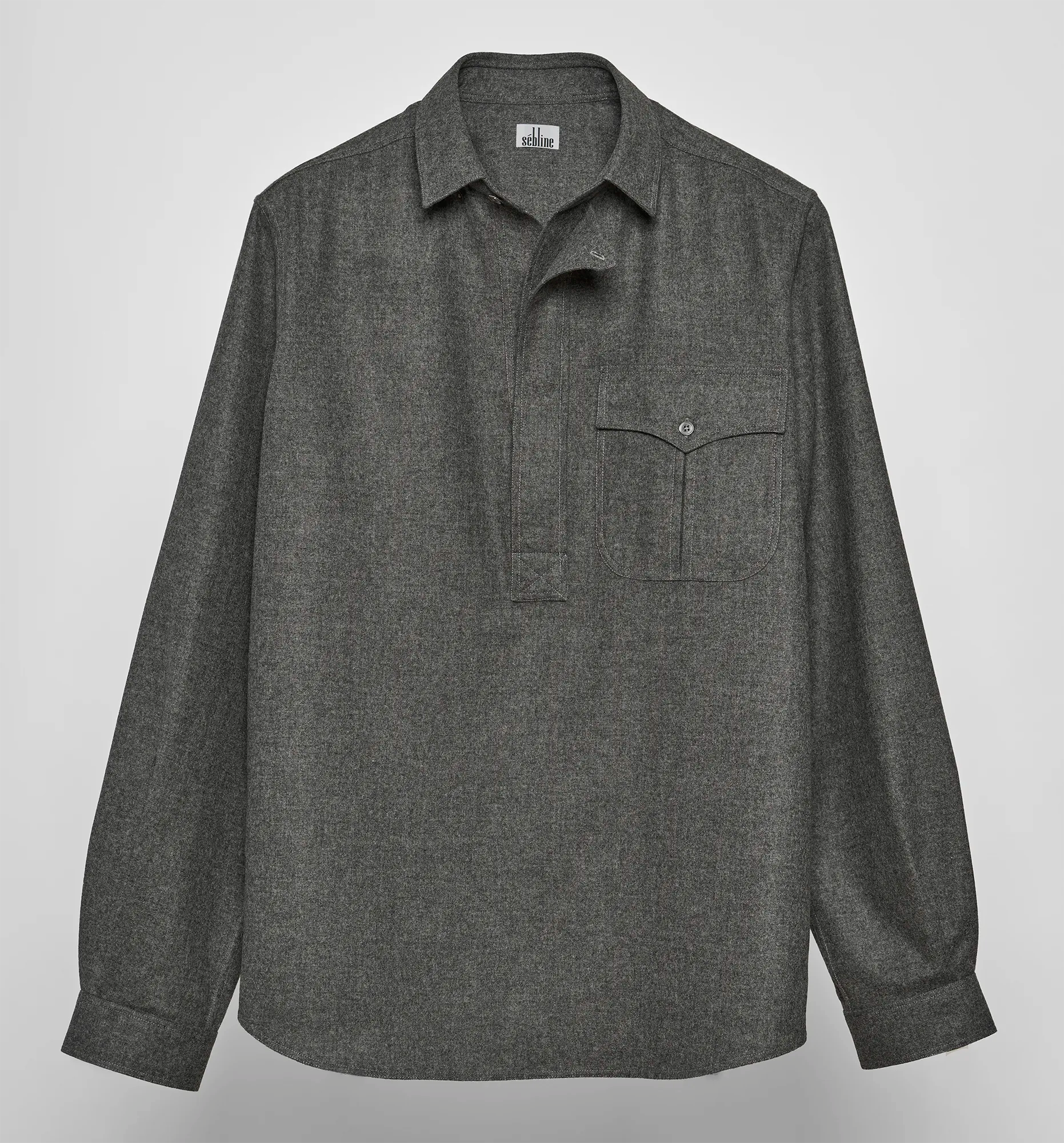 Front view of a charcoal gray Sébline shirt