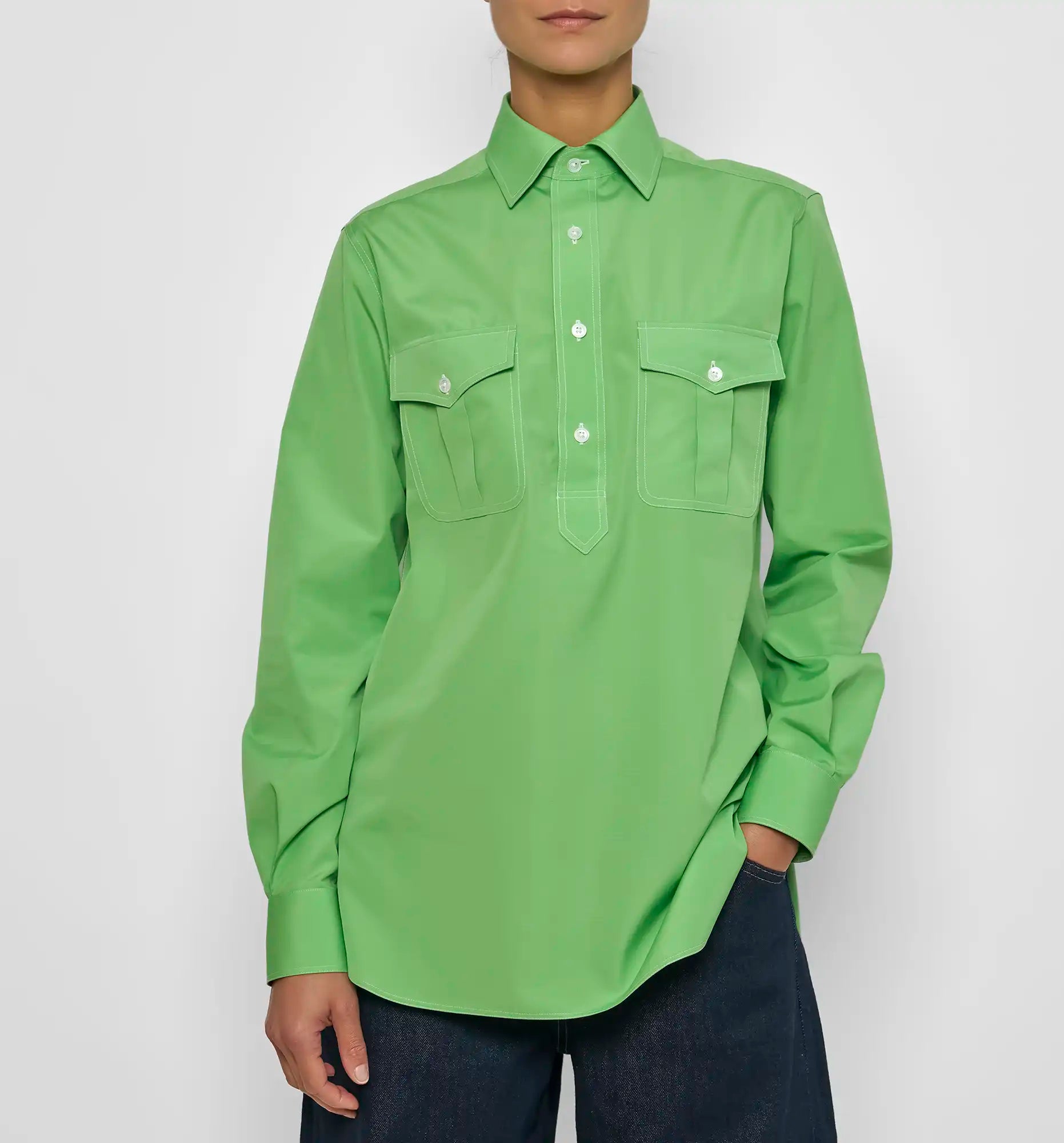 Safari polo shirt in green — front view