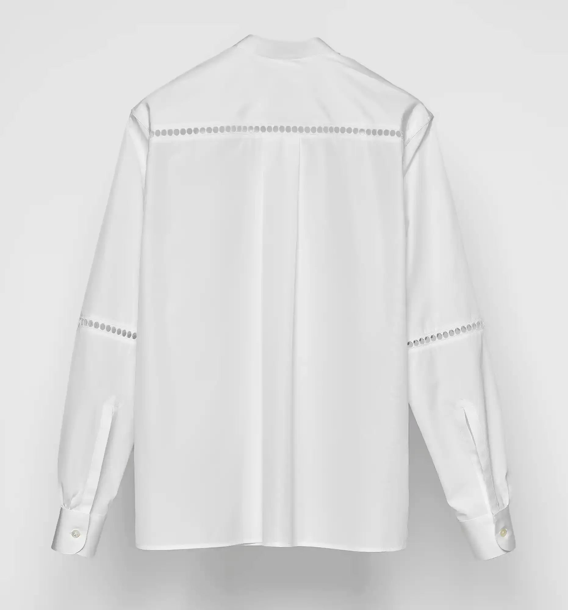 Venetian Painter's Shirt in white poplin, back view — Sébline