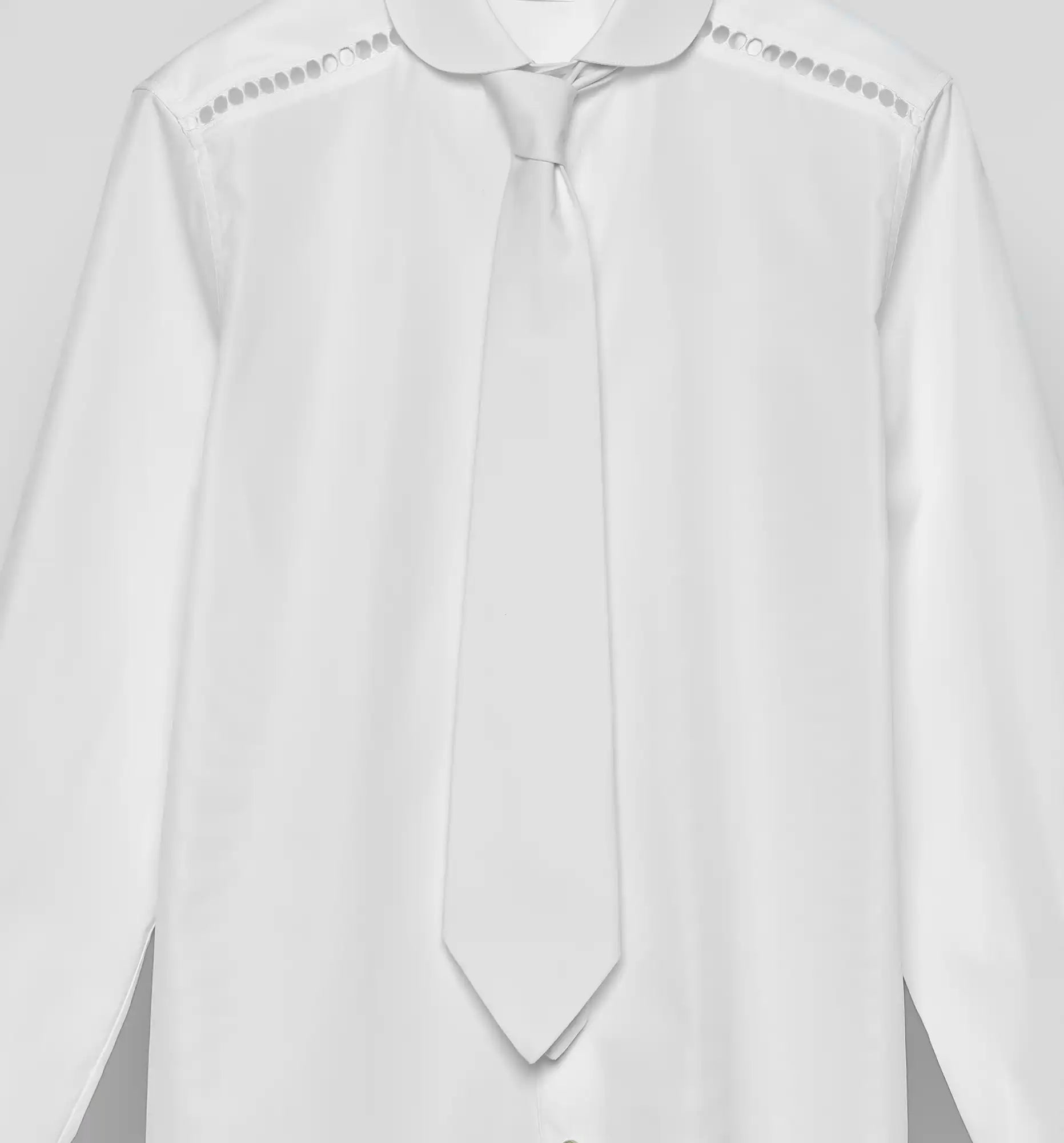 Sébline – White cotton poplin tie with venetian chemise de garçon, front packshot view
