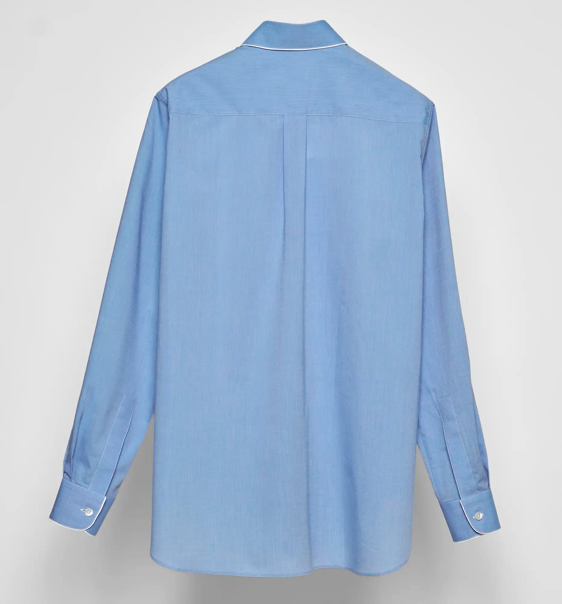 Sébline – Blue cotton chemise de garçon shirt, back packshot view