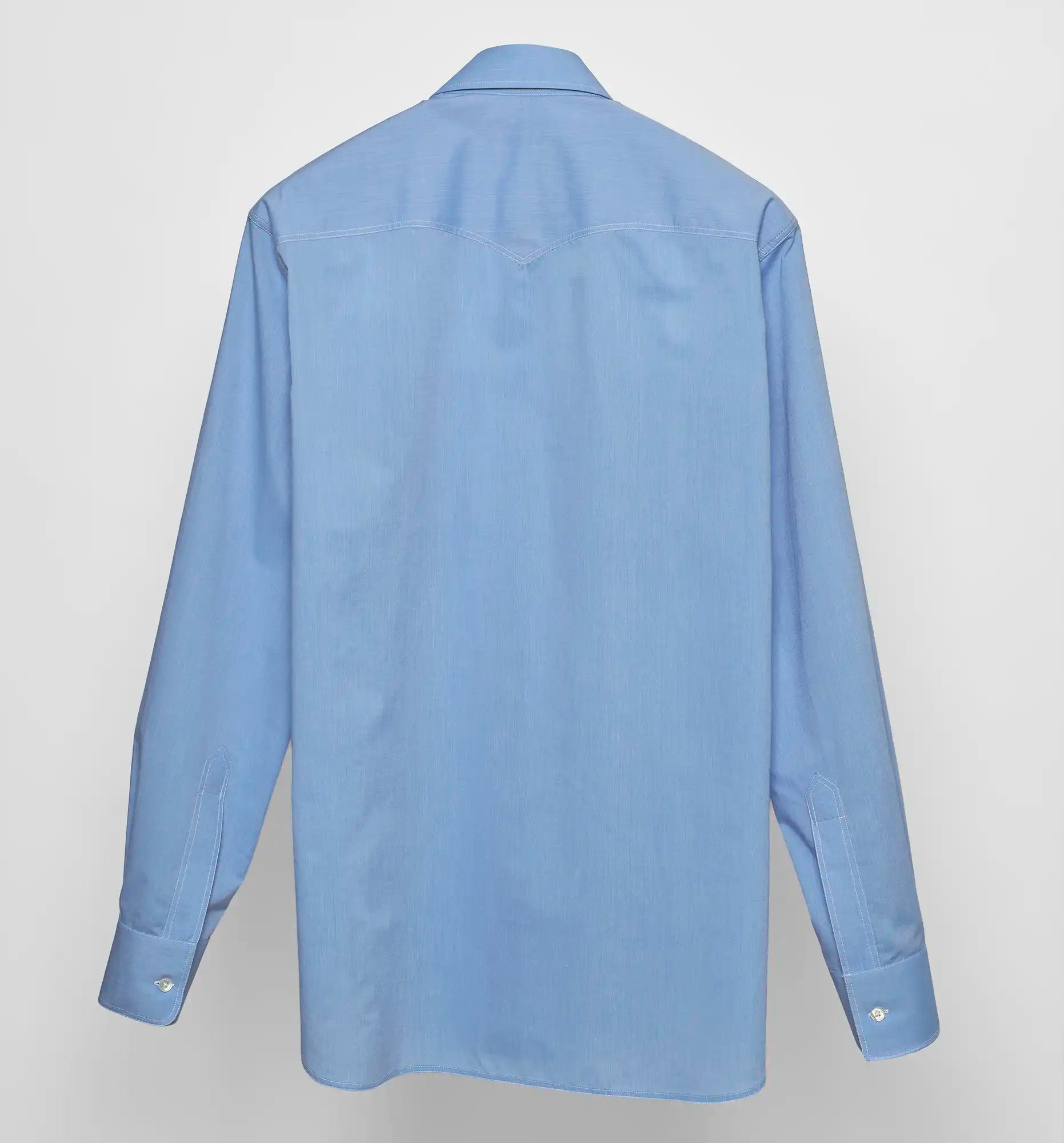 Sébline – Blue cotton Safari shirt, back packshot view