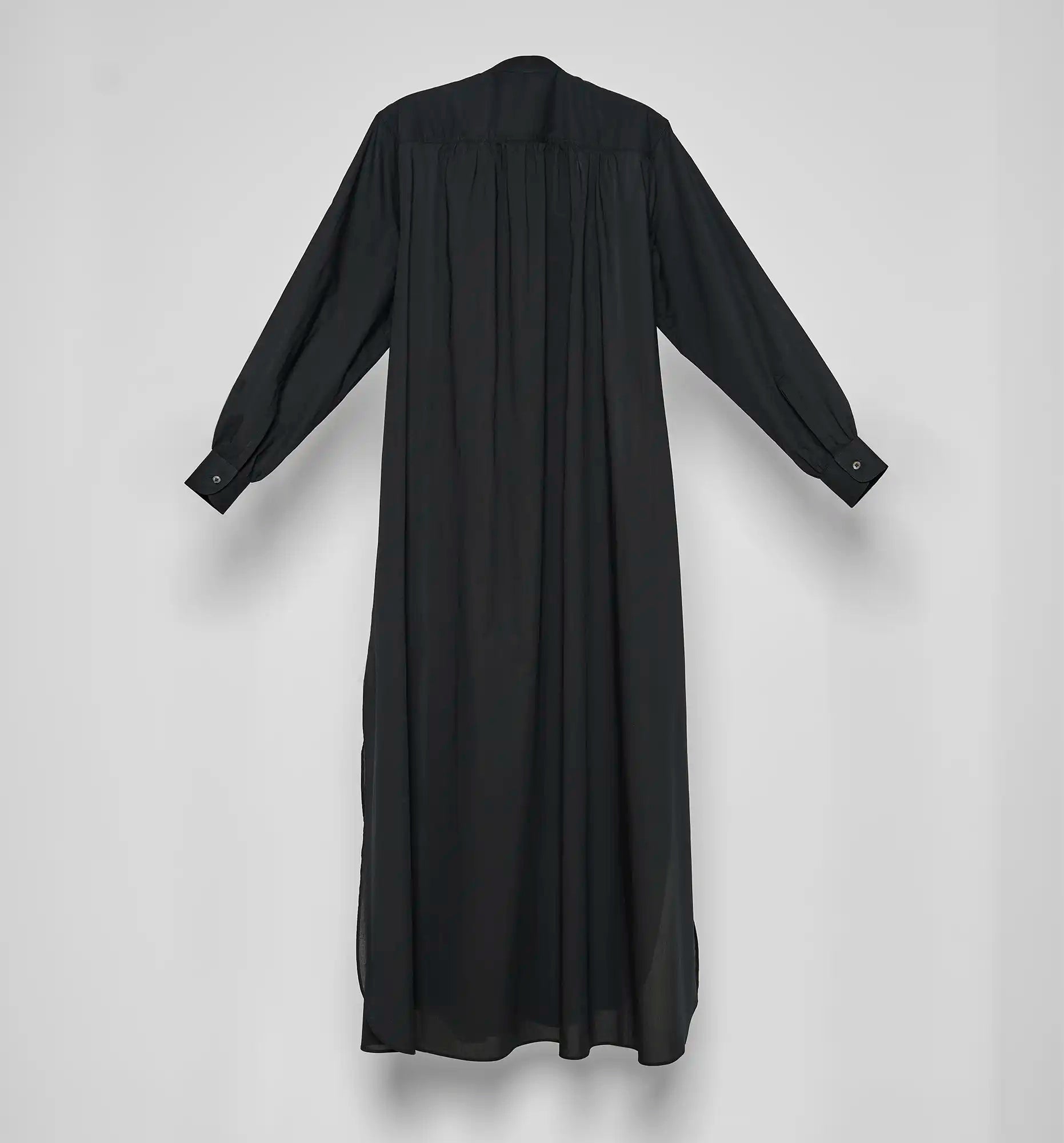 Sébline – Black Long Ruffle Dress with ruffles, back packshot view