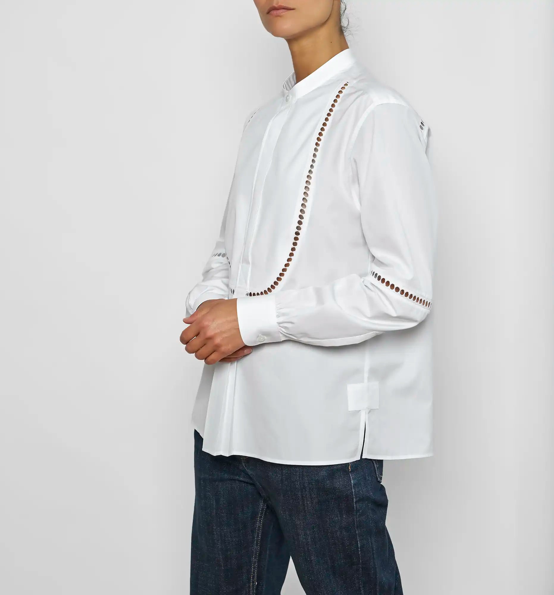 Venetian Painter's Shirt, on-model three-quarter view — Sébline