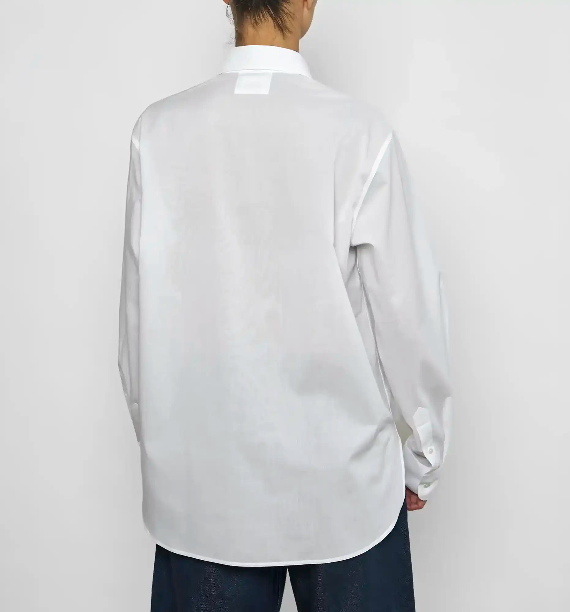 Sébline – White Ruffle Polo Shirt, back on-model view